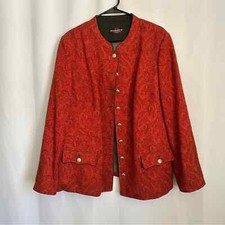 Vintage 80s Steinbock Tyrol Austria Womens Wool Paisley Jacket In Orange Sz Us20