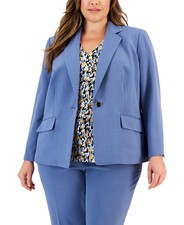 Kasper Women's Plus Size Collared One-button Blazer (blue Heron, 20w)