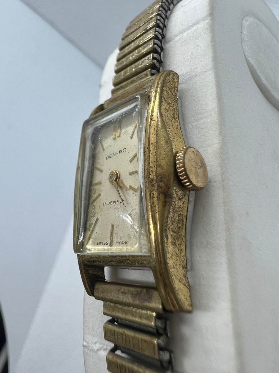 □A DEN-RO 18K 0.750 17JEWELS レディース腕時計 スイス製