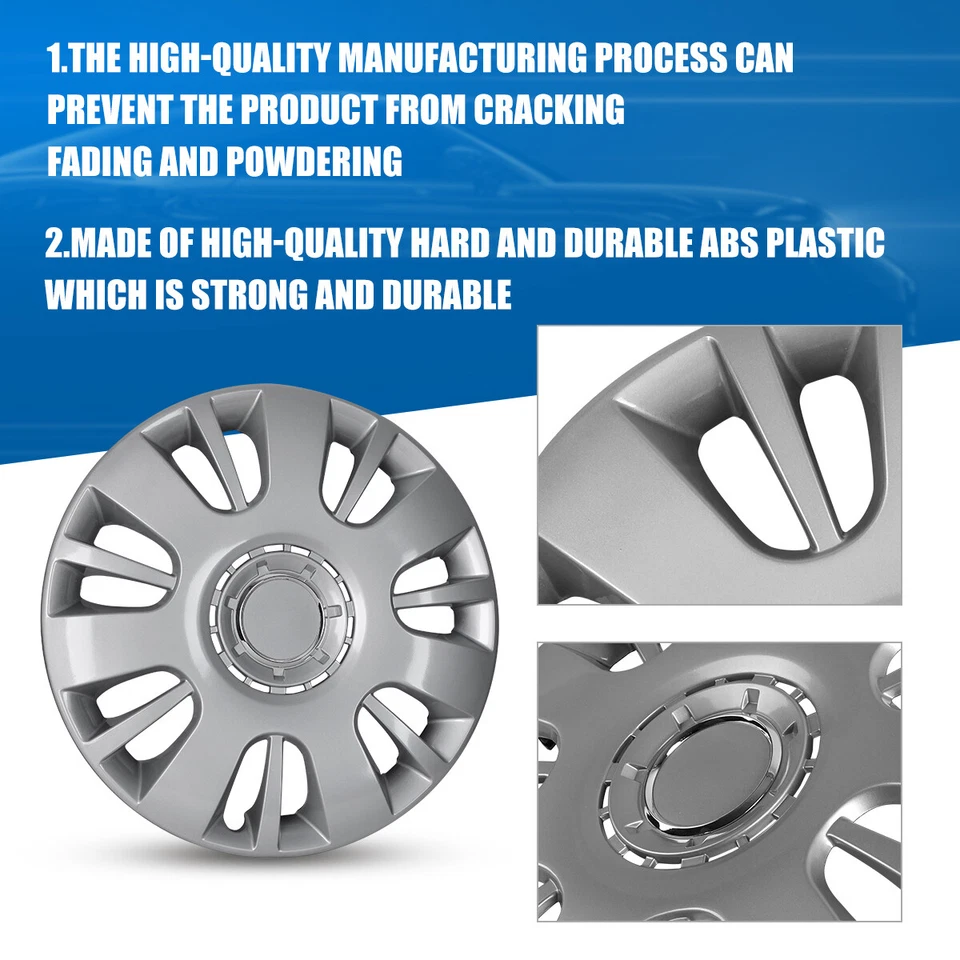 15" Set of 4 Wheel Covers Snap On Full Hub Caps R15 For Chevrolet Monte Carlo - Imagem 2 de 4