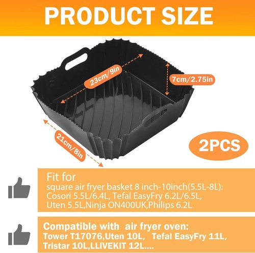 2PCS Silikonform Heißluftfritteuse Für Cosori, Silikoneinsatz Für 23cm Friteuse - Bild 4 von 14