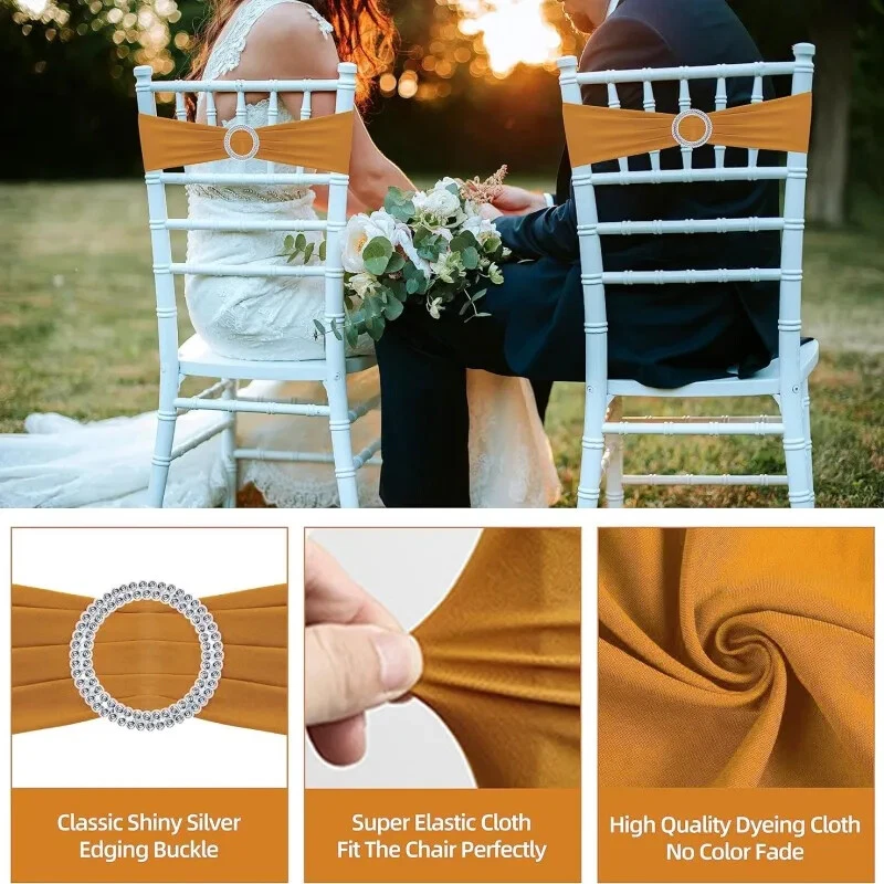 Party Stretch Chair Sashes Bands with Buckles Chair Sashes Bows Wedding Banquet - Image 4 of 4