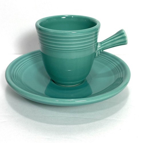 Fiesta AD Cup and Saucer Turquoise Stick Handle Demitasse Espresso 1988 In Box - Picture 2 of 6