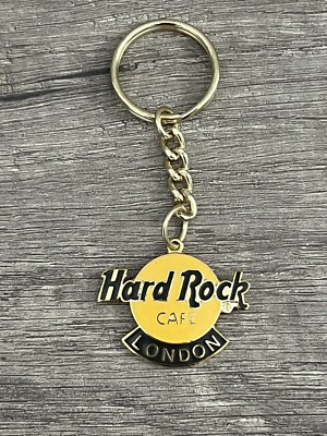 Hard Rock Cafe London Keychain Keyring Classic Logo gold Tone