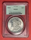 1883 P Morgan Silver Dollar, PCGS graded MS65 OGH, beautiful coin.