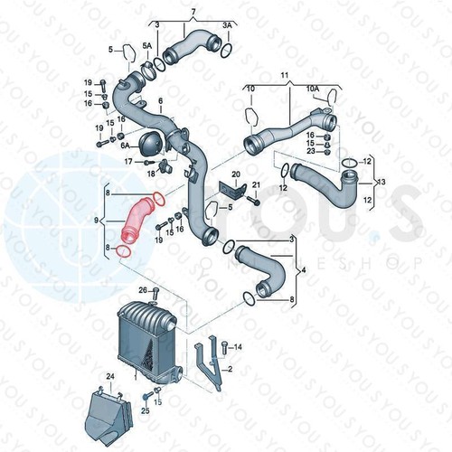 YOU.S Original Ladeluftschlauch für SKODA OCTAVIA i (1U2) 1.9 TDI - 1J0145834AA - Bild 4 von 4