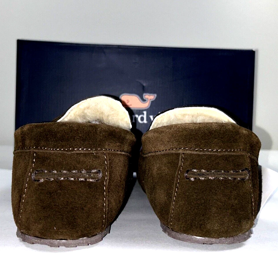 NUEVO VINEYARD VINES Talla 9 Hombre Zapatilla Mocasín Piel de Oveja Marrón Gamuza PICOS Foto 3 de 4