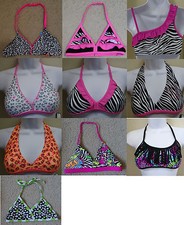 O'RAGEOUS animal print:zebra/cheetah swim bikini top,girl size 4,5,7,8,10,12,14