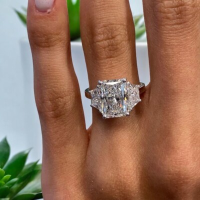 Wedding 14k White Gold Ring Radiant Cut 4.16 Ct Lab Grown IGI Diamond