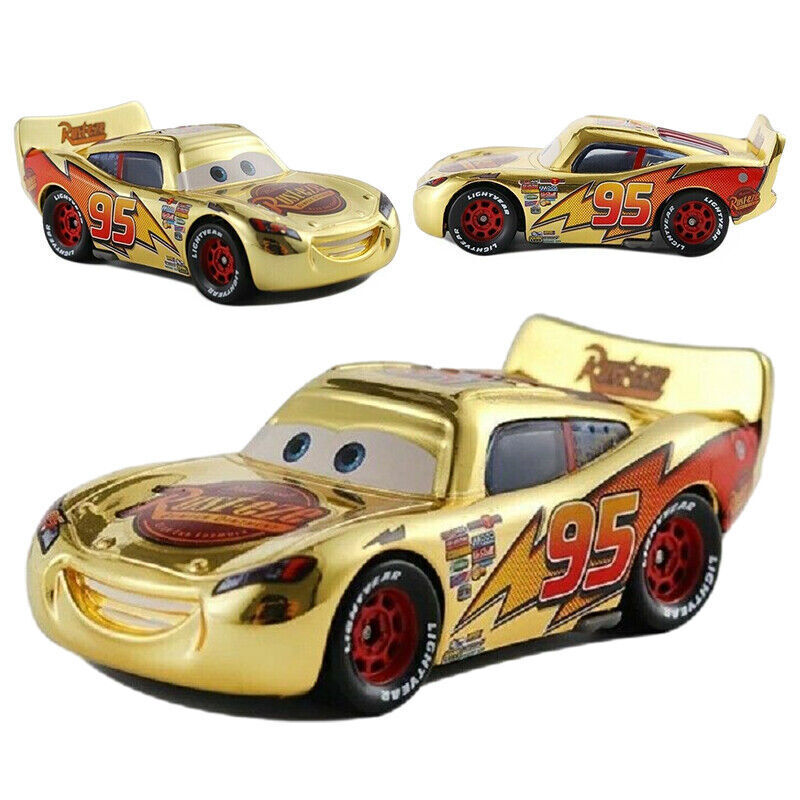Disney Pixar Cars Golden Lightning McQueen 1:55 Diecast Model Toy