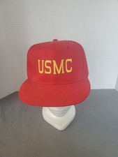 Vtg USmc Marine Corps Red Gold Embroidered Hat Militaria Trucker Snapback Cap