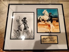 Lone Ranger Clayton Moore Autographed 16x20 Inch Framed Collectible