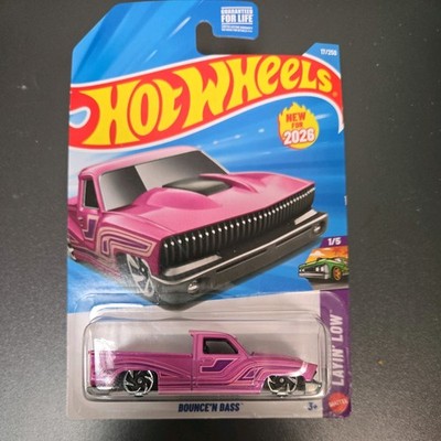 2026 HOT WHEELS PINK BOUNCE N BASS PICKUP Truck #17 (1/5) LAYIN LOW