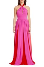 NWT 258 Dress the Population Meg Two-Tone Halter Gown S