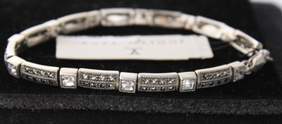 Vintage JUDITH JACK Sterling Silver Marcasite & Crystals Bracelet 7.25'' NWT