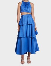 Aje. Women's Blue Sculptura Wave Cut Out Midi-Dress Size 4