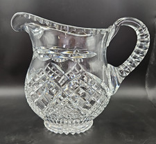 Large Heavy Crystal Cut glass Water Pitcher / jug 2 Pint diamonds