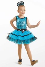 Dance Costume Large Child Blue Weissman 11262 Jazz Tap Pageant Sequin Tutu Dress