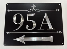 Reflective Custom House Number Street Address Directional Arrow Metal Sign 12x9