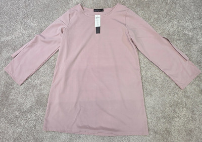 Zanzea Top Womens Pink Roll Tie Sleeve Sheer Pullover XL NEW