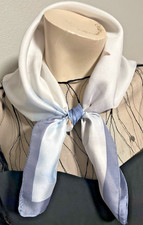 NEW 26 Inch Med. Square Blue, and White Floral Pat 100 Polyester Scarf PS-1013