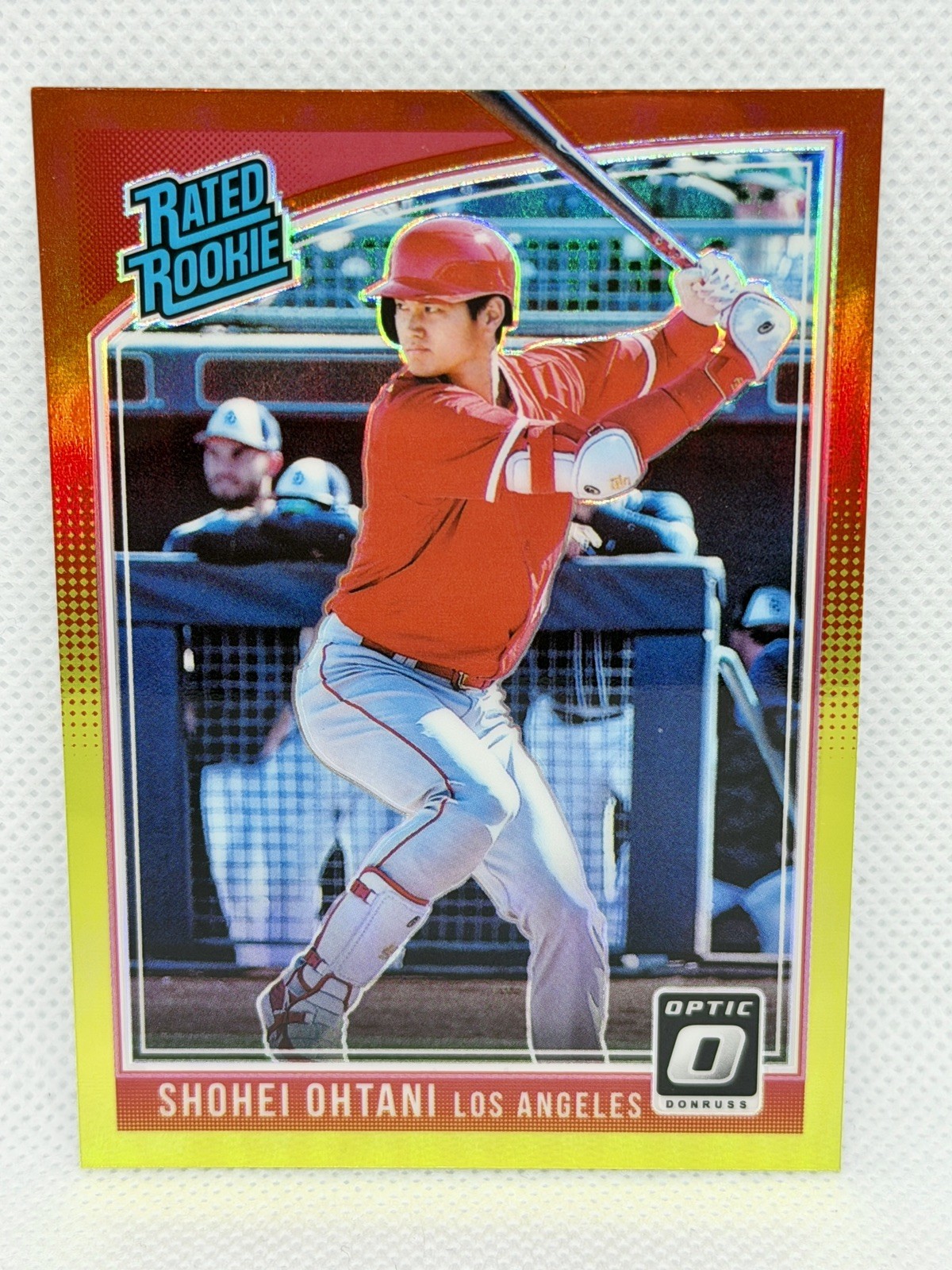 2018 Donruss Optic Shohei Ohtani Rated Rookie Red and Yellow Prizm #56 (Batting)