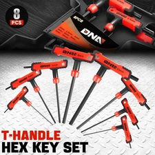 [8Pcs] 2mm-10mm Automobile Repair Red CR-V Steel T-Handle Hex Key Set w/ Case