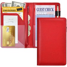 Server Books For Waitress/Waiter Book with Zipper Money One Size, Red