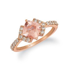 LeVian 14K Rose Gold Cocktail Ring w/ 1.64 TCW Pink Morganite & Diamond Sz 10.5