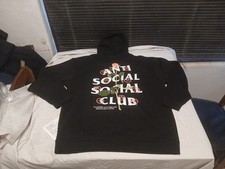 NWT Anti Social Social Club X Sadboyz Pink Rose Black Hoodie Mens Sz 2X