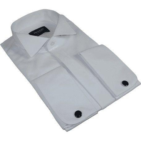 Мужской смокинг Официальная рубашка из 100% хлопка MANSCHETT Турция Slim Fit 305-01 Белый кончик крыла