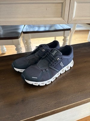 On Cloud Women s Lace-Up Running Sneaker Black/White Mesh Upper Rubber Outsole