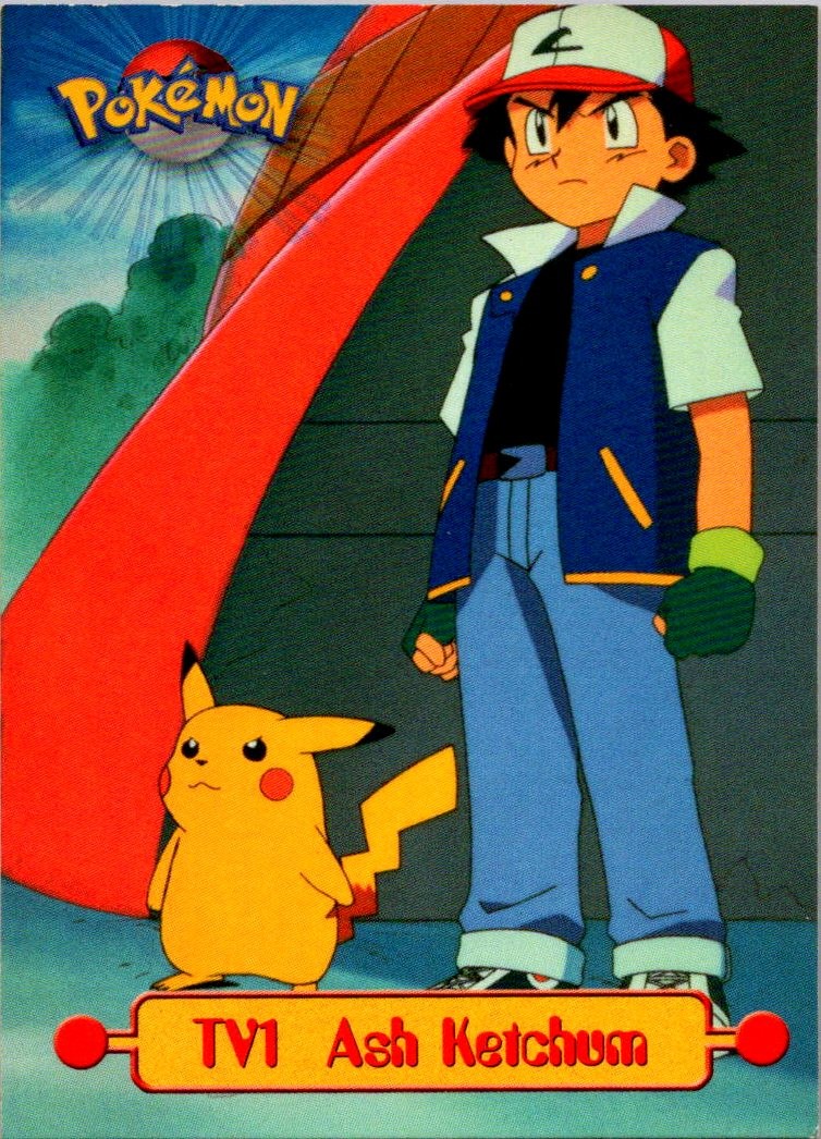 1999 Topps Pokemon TV Animation Edition #TV1 Ash Ketchum Black Topps Logo