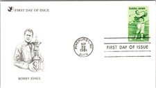 VINTAGE USA  FIRST DAY COVER ENVELOPE BOBBY JONES GOLFER SEP22,1981  PC0776