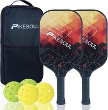 PIKESOUL Pickleball Paddle Set w/ Ball  Carry Case Composite Paddle
