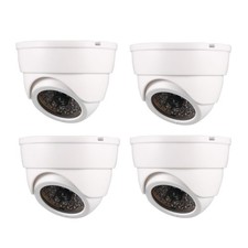 Fake Security Camera Fake Dome CCTV with Red LED Light White 4pcs
