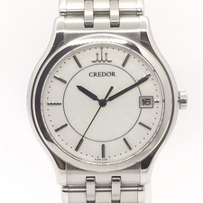 SEIKO CREDOR Signo Date GCAZ015 8J86-7A00 Quartz Stainless Steel Men's Watch 35m