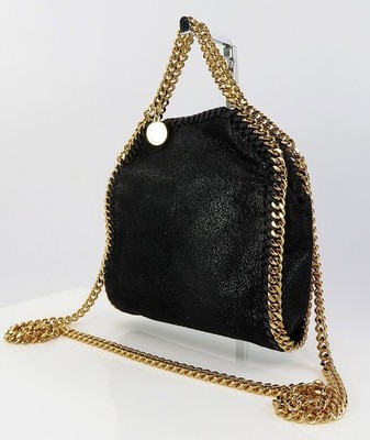 Echte STELLA McCARTNEY Falabella schwarze Stoff 2-Wege Schultertasche Handtas...
