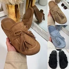 Womens Suede Mule Loafers Tassel Slip On Flat Casual Shoes Spring Moccassins
