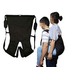 Double Layer Patient Lift Sling Carrier One-Person Transferring Large, Black