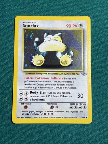 Snorlax Jungle Holo Rare Card 11/64 Vintage 1999 Pokemon