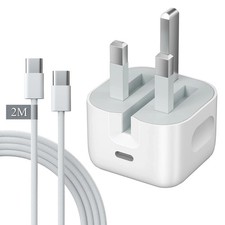 Type C Charger Plug and Cable 2M Fast Charge Type C Lead with USB-C 20W Power