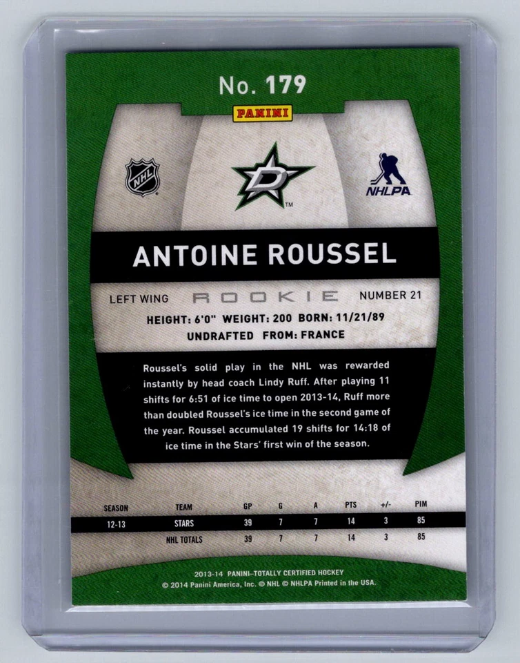 2013-14 Panini Totally Certified #179 Antoine Roussel RC Dallas Stars - Image 2 of 2