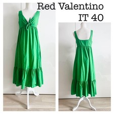RED VALENTINO Sleeveless Camisole Dress Women Size IT 40 Green Frilled Genuine