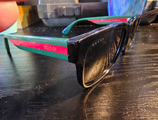 Authentic Gucci Web Line Sunglasses Classic Black Signature Stripe Adult Unisex