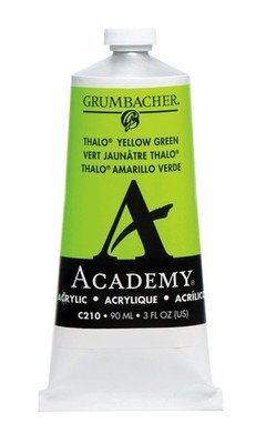 Grumbacher Academy Acrylic Paint, Gloss, 90ml/3 oz Metal Tube, Yellow Green