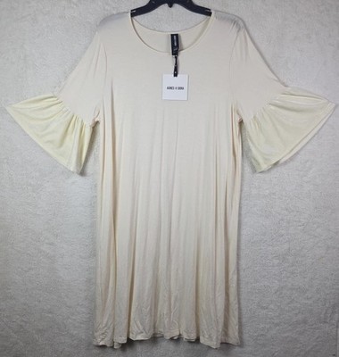 Agnes And Dora Adore Tunic Dress XXL Off White NWT Velvet 3/4 Sleeves