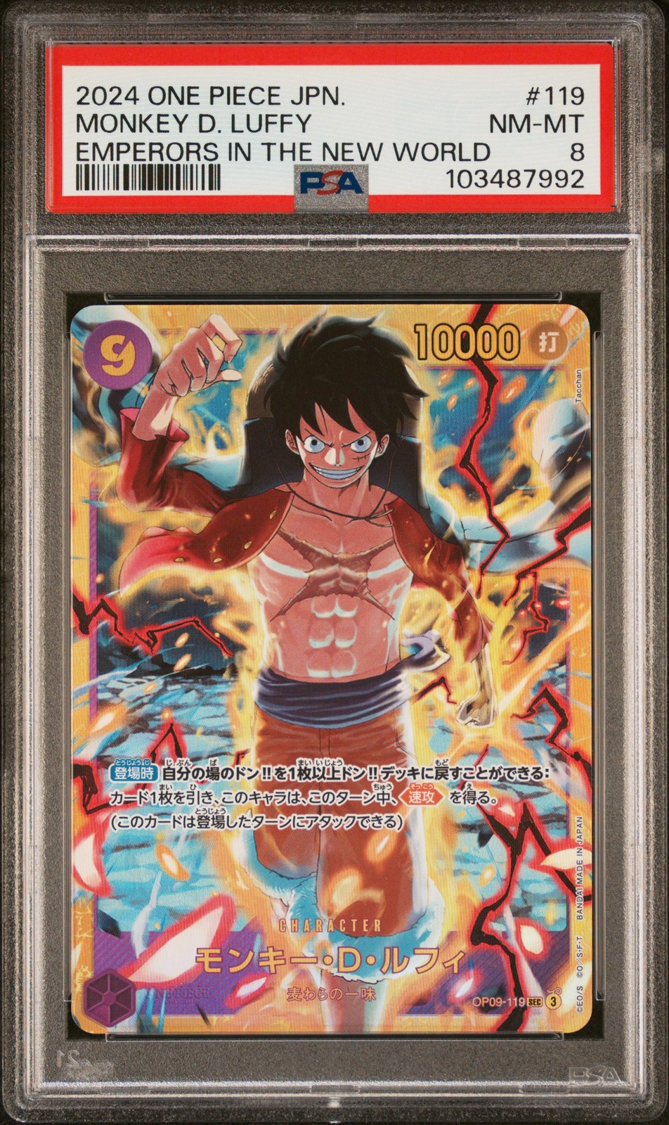 2024 ONE PIECE JAPANESE OP09-EMPERORS IN THE NEW WORLD MONKEY D. LUFFY PSA 8