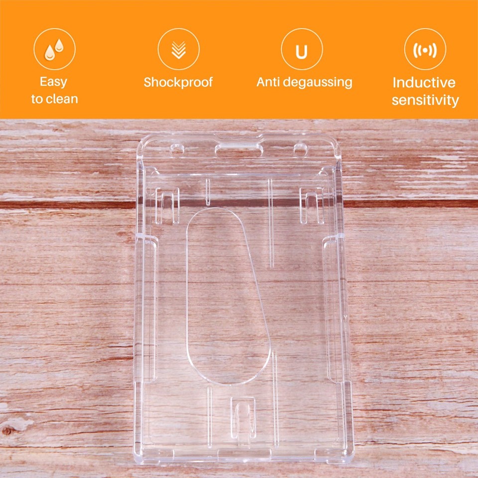 2x Vertikale Ausweishalter Aus Hartplastik – Transparent, Für Doppelte Karten, 10x6 Cm