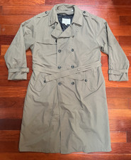 Vintage London Fog Taupe Double-Breasted Trench Coat Belted 42